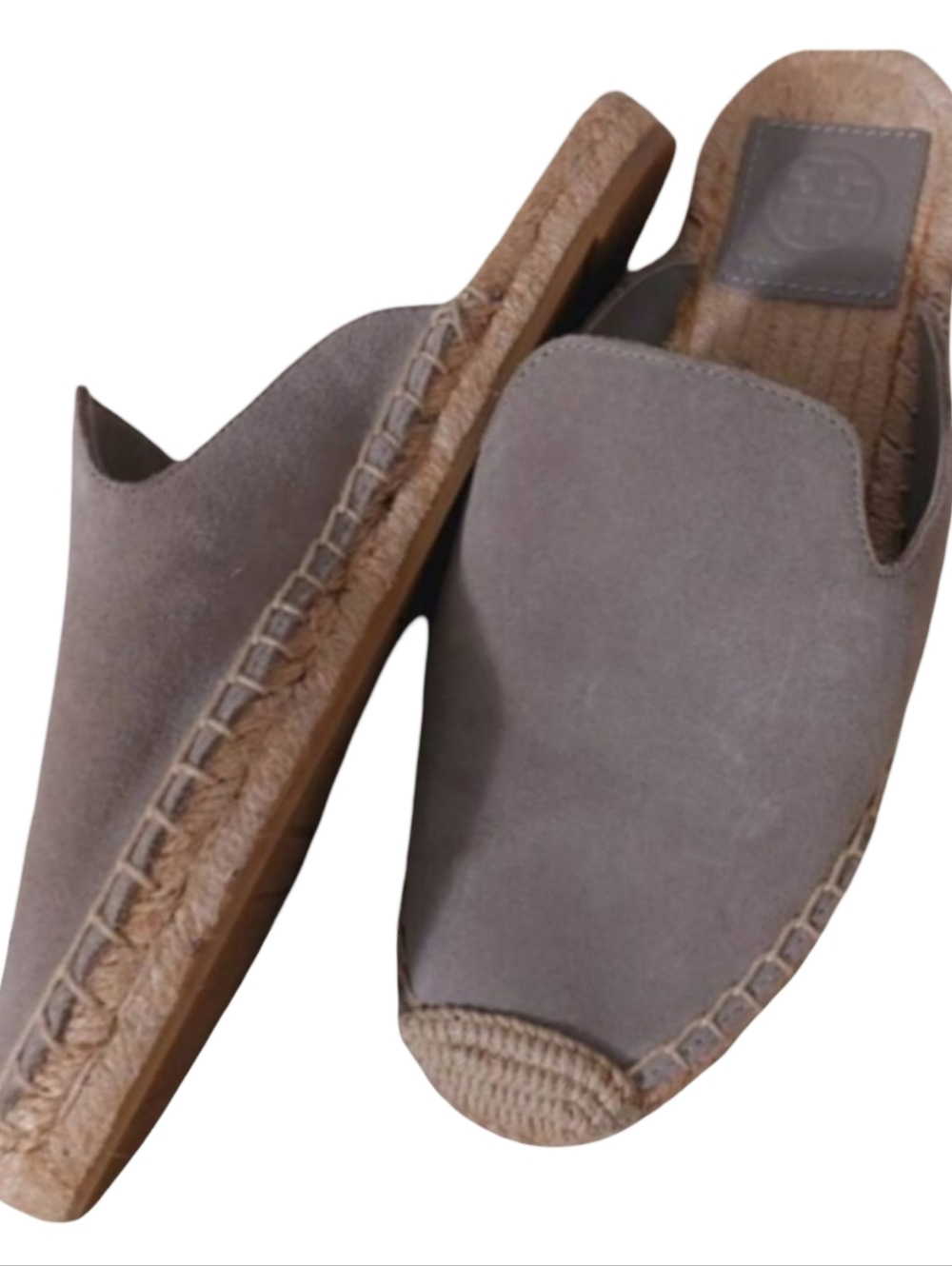 TORY BURCH Gray Suede Espadrille Mules Slides 5M